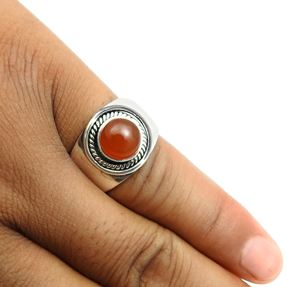 Natural Carnelian Gemstone Statement Boho Ring 925 Silver For Girls S28