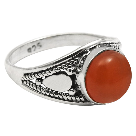 Natural Carnelian Gemstone 925 Silver Statement Vintage Ring For Women R8