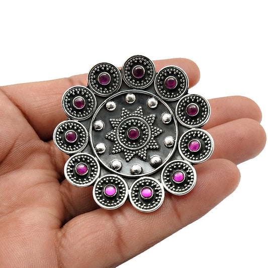 Natural Ruby 925 Solid Silver Elegant Adjustable Ring