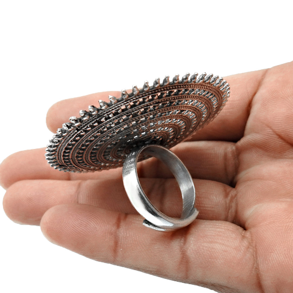 Ruby Gemstone 925 Silver Trendy Statement Adjustable Ring