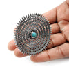 Natural Turquoise Gemstone Statement Antique Look Adjustable Ring 925 Silver G9