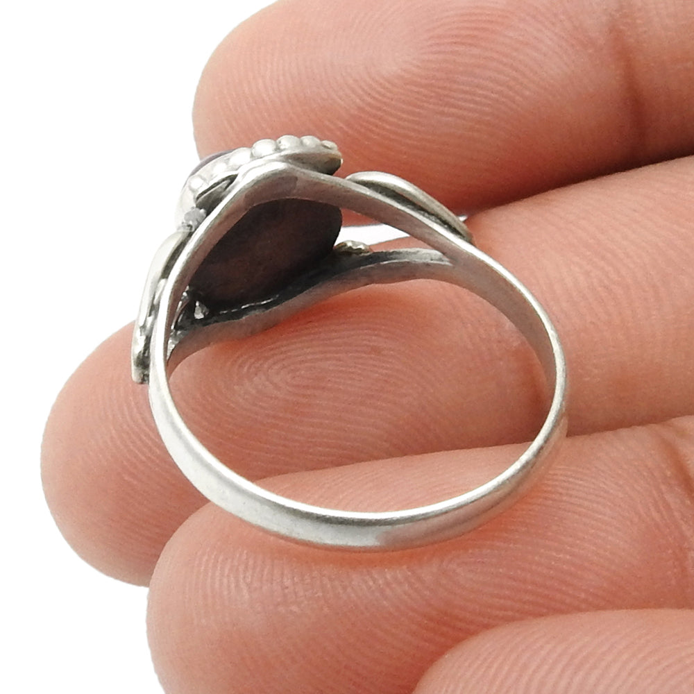 Natural Rhodochrosite Gemstone Cocktail Ring 925 Sterling Silver H15