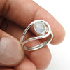 Natural Rainbow Moonstone Gemstone Cocktail White Ring 925 Silver X15