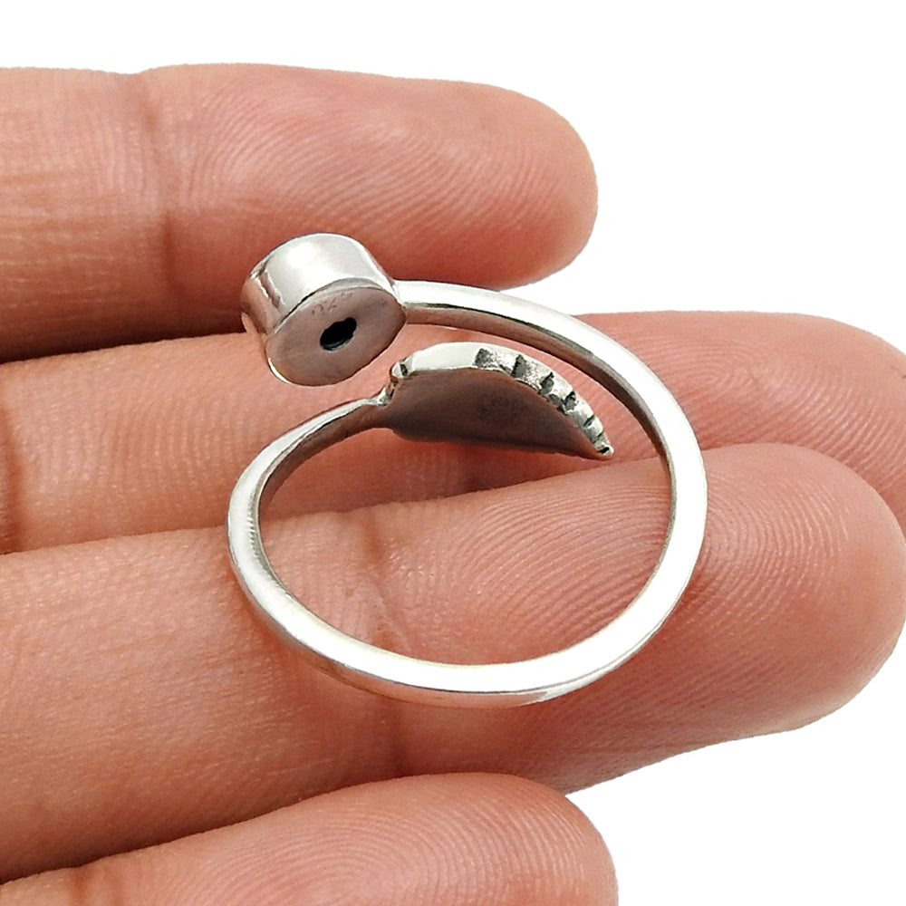 Natural Rainbow Moonstone 925 Silver Cocktail Leaf Adjustable Ring For Women O16