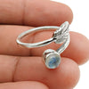 Natural Rainbow Moonstone 925 Silver Cocktail Leaf Adjustable Ring For Women O16