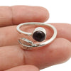 Natural Garnet Gemstone Cocktail Leaf Red Adjustable Ring 925 Sterling Silver L9