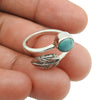 Natural Turquoise Gemstone Cocktail Leaf Adjustable Ring 925 Sterling Silver R9