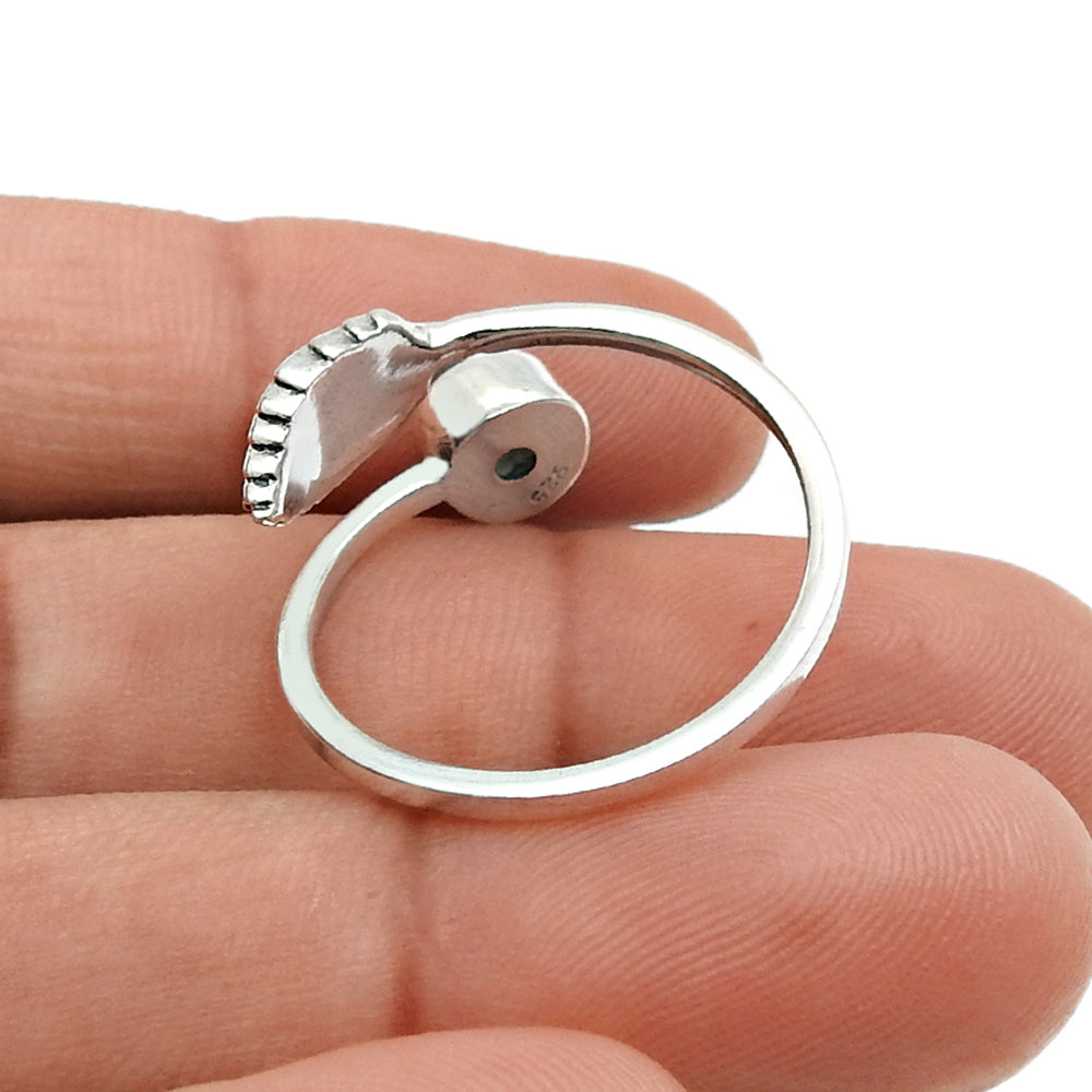 Natural Turquoise Gemstone Cocktail Leaf Adjustable Ring 925 Sterling Silver R9