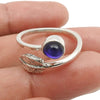 Gift For Woman Natural Amethyst Cocktail Leaf Adjustable Ring 925 Silver F17