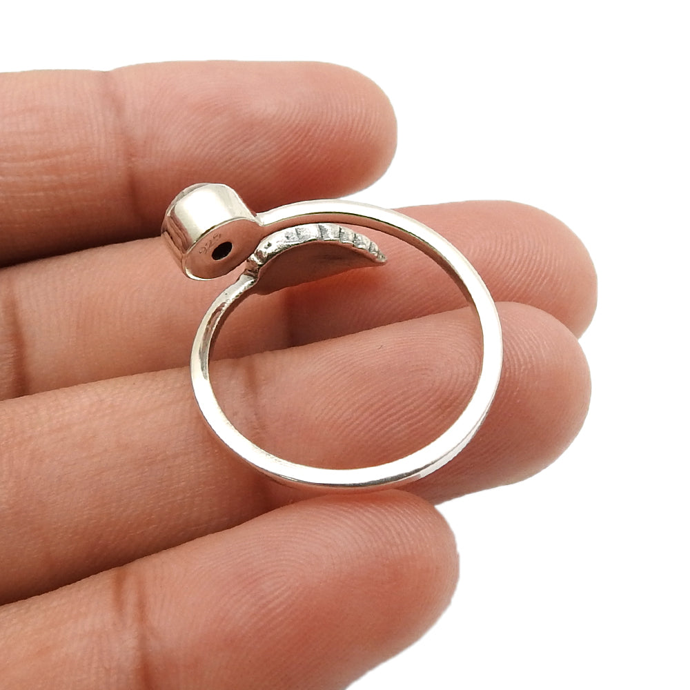 Gift For Her 925 Silver Natural Rhodochrosite Cocktail Leaf Adjustable Ring I17