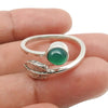 Natural Green Onyx Gemstone Cocktail Leaf Adjustable Ring 925 Silver For Girls M17