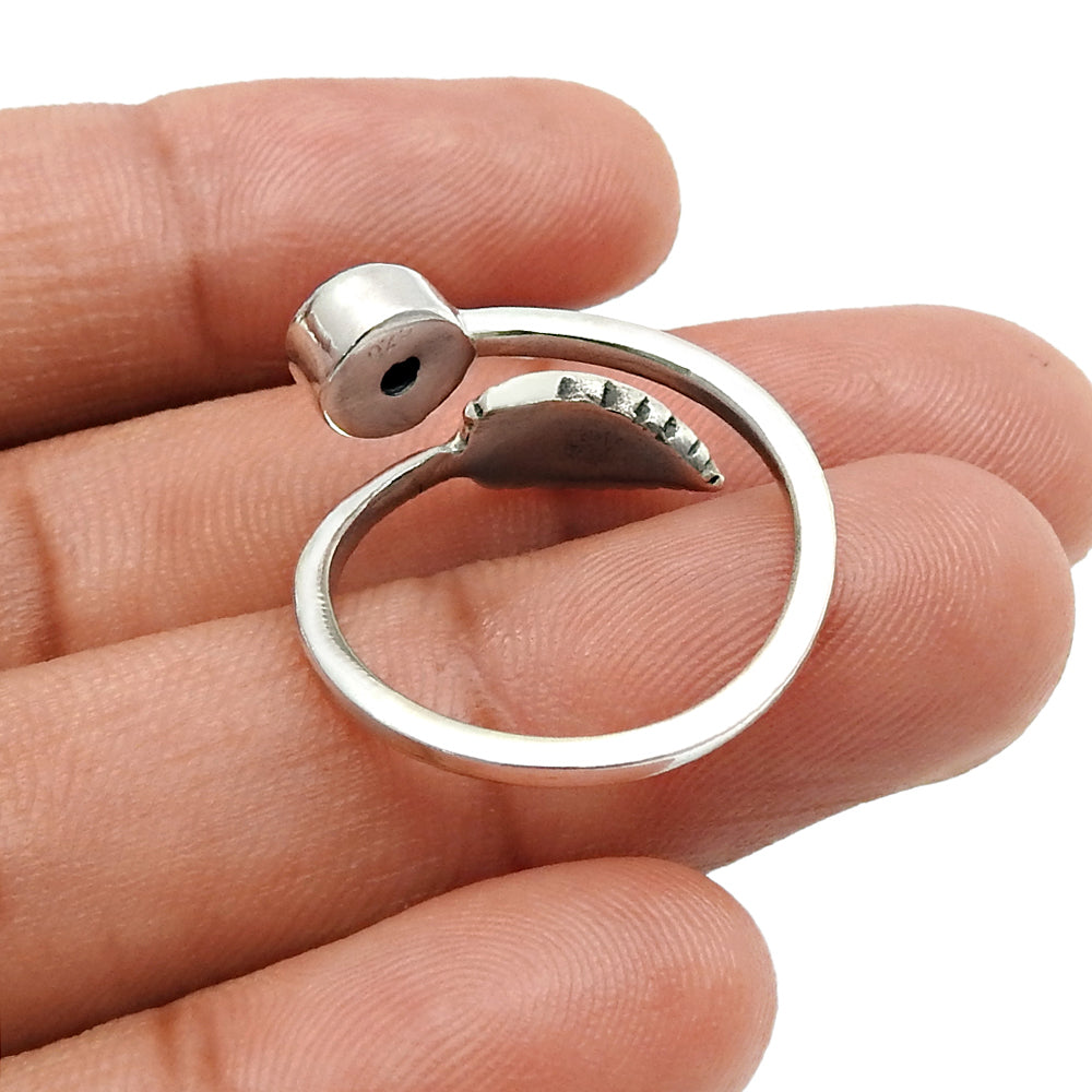 Gift For Woman Natural Chalcedony Cocktail Leaf Adjustable Ring 925 Silver A11