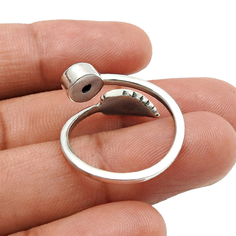 Gift For Her Natural Labradorite Cocktail Leaf Adjustable Ring 925 Silver B18