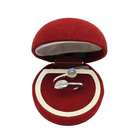 Gift For Her Natural Labradorite Cocktail Leaf Adjustable Ring 925 Silver B18