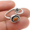 Natural Citrine Gemstone Solitaire Tribal Ring 925 Silver For Girls C53