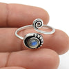 Gift For Her Open Ring Natural Labradorite Gemstone 925 Sterling Silver