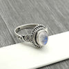 Gift For Woman 925 Silver Natural Rainbow Moonstone Cocktail Ring G12