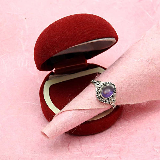 Gift For Woman Natural Amethyst Cocktail Ring 925 Sterling Silver E19