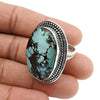Natural Turquoise Gemstone Cocktail Boho Ring 925 Silver For Women H2