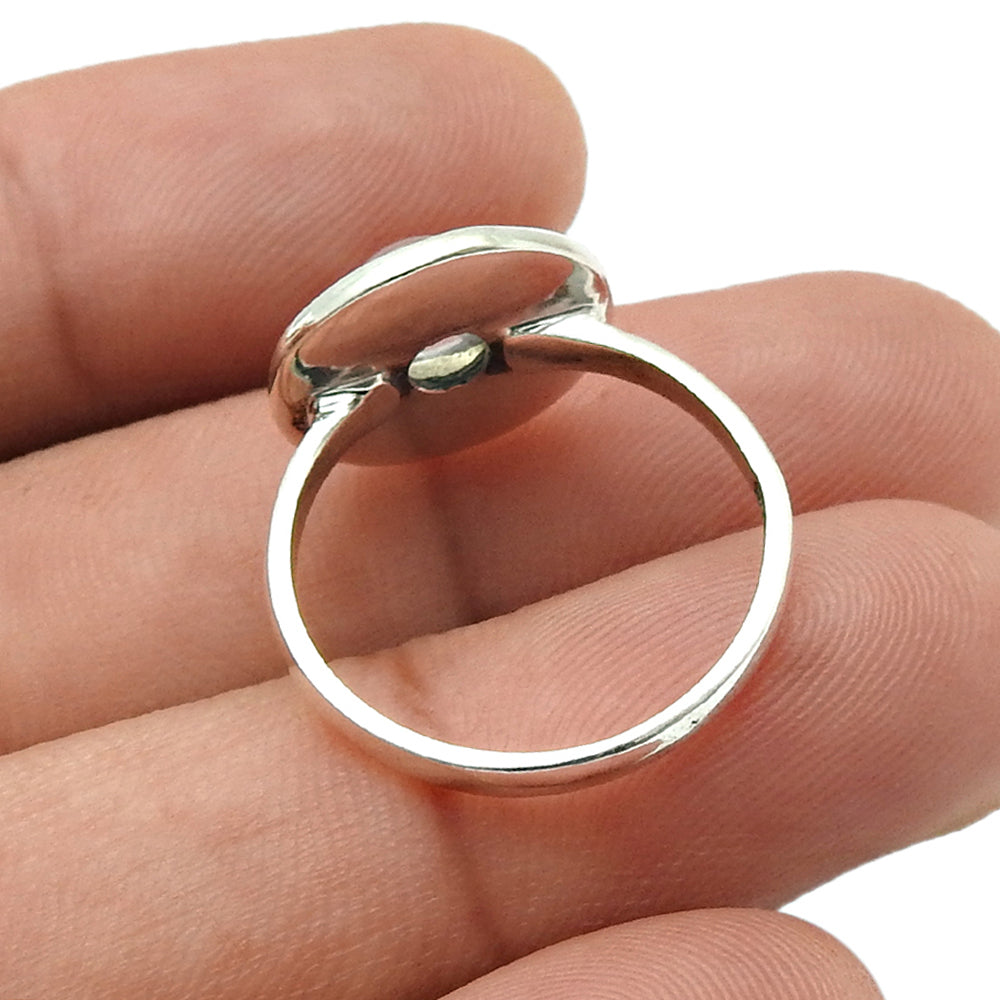 Labradorite Stone Solid Sterling Silver Band Elegant Ring Jewelry