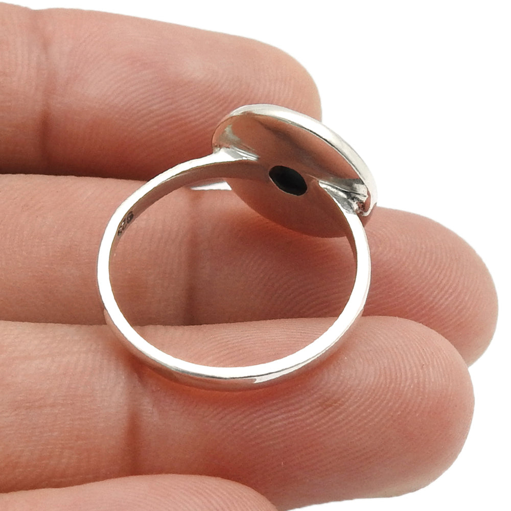 Throat Chakra Natural Larimar Cocktail Handcrafted Ring 925 Sterling Silver