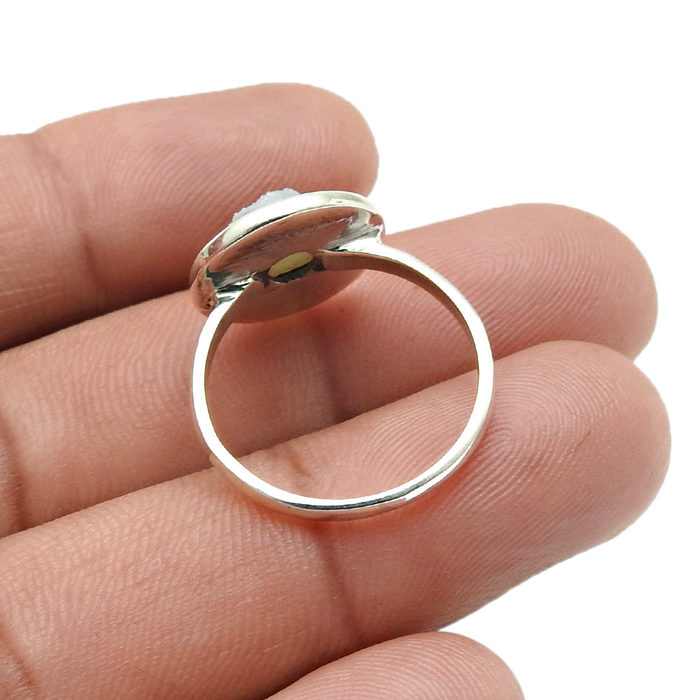 Druzy Gemstone Ring 925 Sterling Solid Silver Indian Jewelry