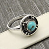 Round Natural Turquoise 925 Solid Silver Bezel Handcrafted Band Anniversary Ring