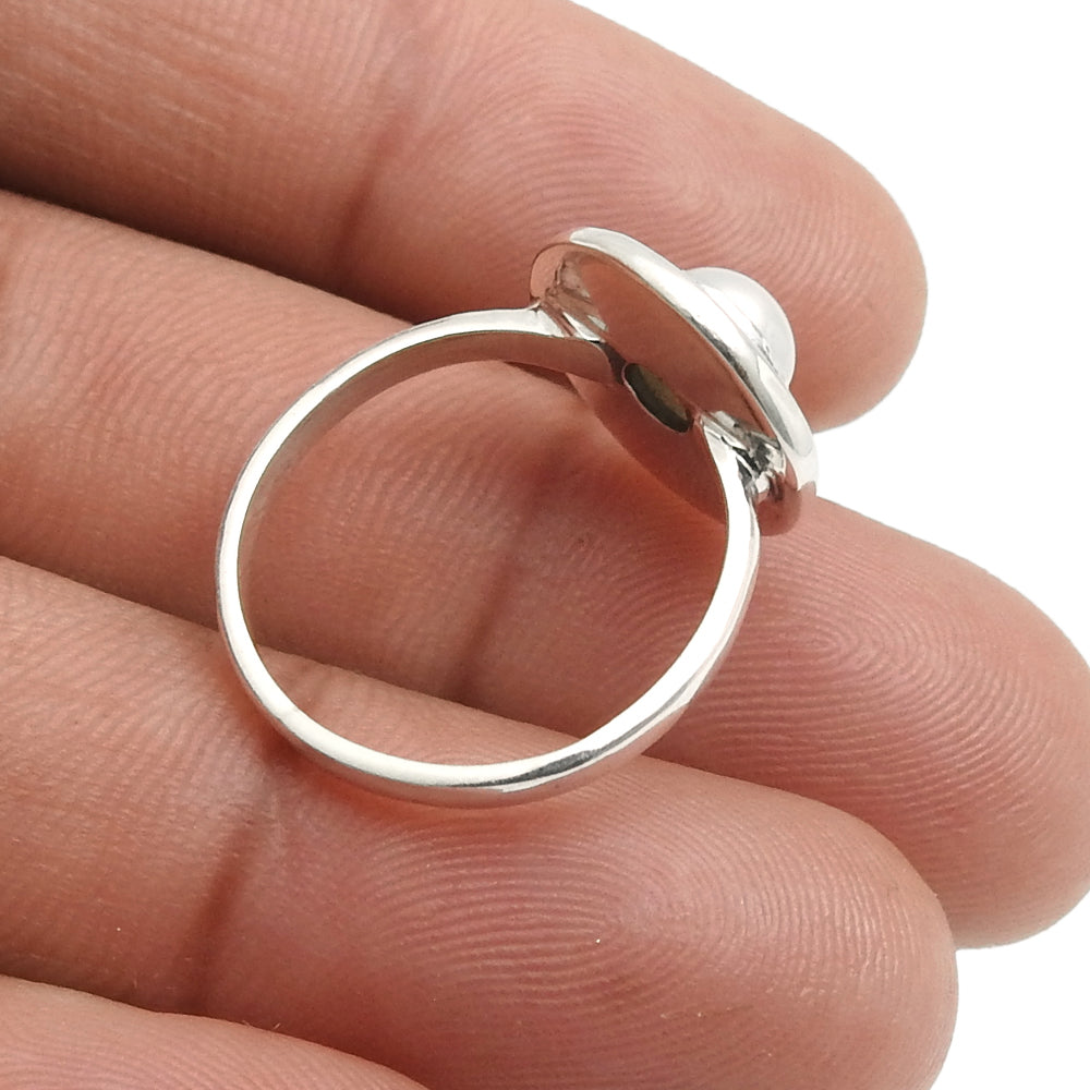 Round Natural Citrine 925 Silver Wedding Boho Band Anniversary Artisan Ring