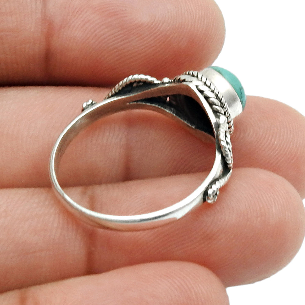 Natural Gemstone Cocktail Turquoise Ring 925 Sterling Silver Jewelry L19
