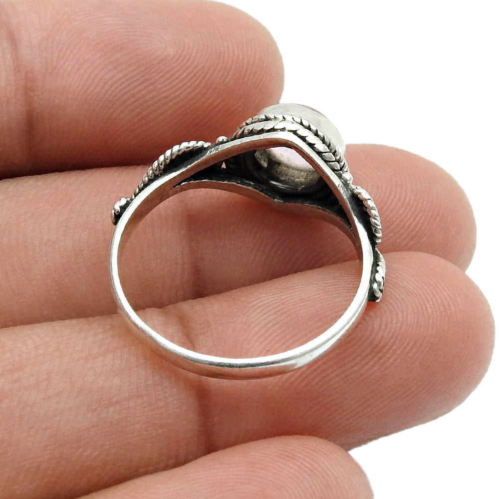 Gift For Woman 925 Silver Natural Rose Quartz Cocktail Ring O19