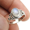 Gift For Woman Natural Rainbow Moonstone Cocktail Ring 925 Silver F20