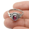 Gift For Woman Natural Garnet Stone Chunky Handmade Ring 925 Silver C4