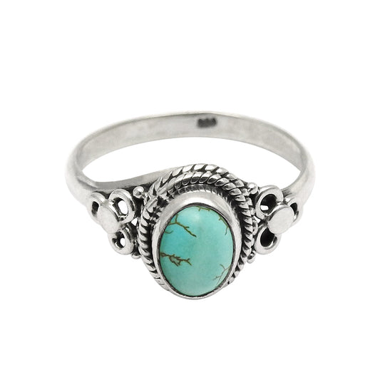 Natural Turquoise Gemstone Cocktail Ring 925 Silver For Women K15
