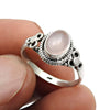 Natural Rose Quartz Gemstone Cocktail Pink Ring 925 Sterling Silver P9