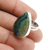 Gift For Woman Natural Azurite Malachite Cocktail Ring 925 Silver A36