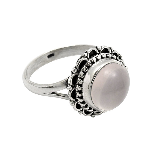 Gift For Woman Natural Rose Quartz Cocktail Ring 925 Sterling Silver S9