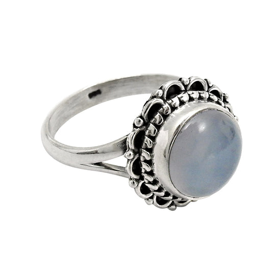 Natural Chalcedony Gemstone 925 Silver Cocktail Ring For Women C18