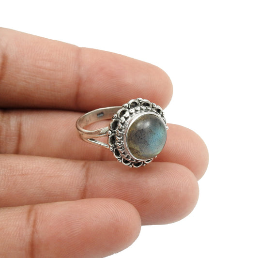 Gift For Woman Cocktail Ring 925 Silver Natural Labradorite Gemstone Z20
