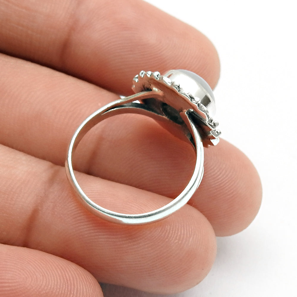 Aquamarine Stone Cocktail Daughter Statement Ethnic Ring Jewelry 925 Silver
