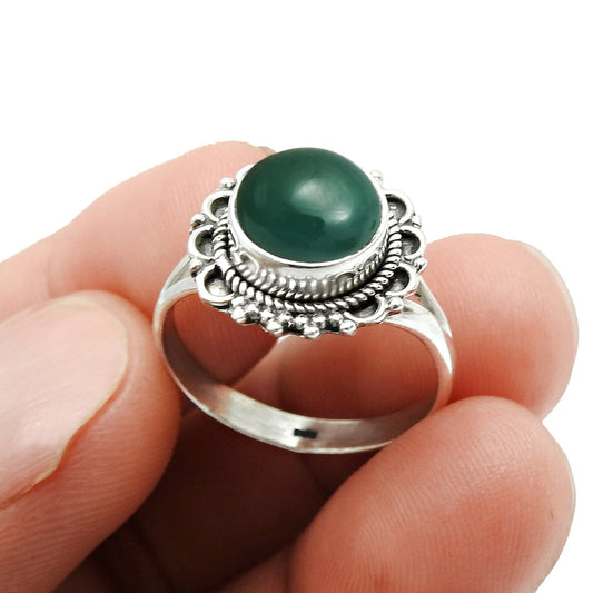 Natural Green Onyx Gemstone Ring Gift For Her 925 Sterling Silver Jewelry