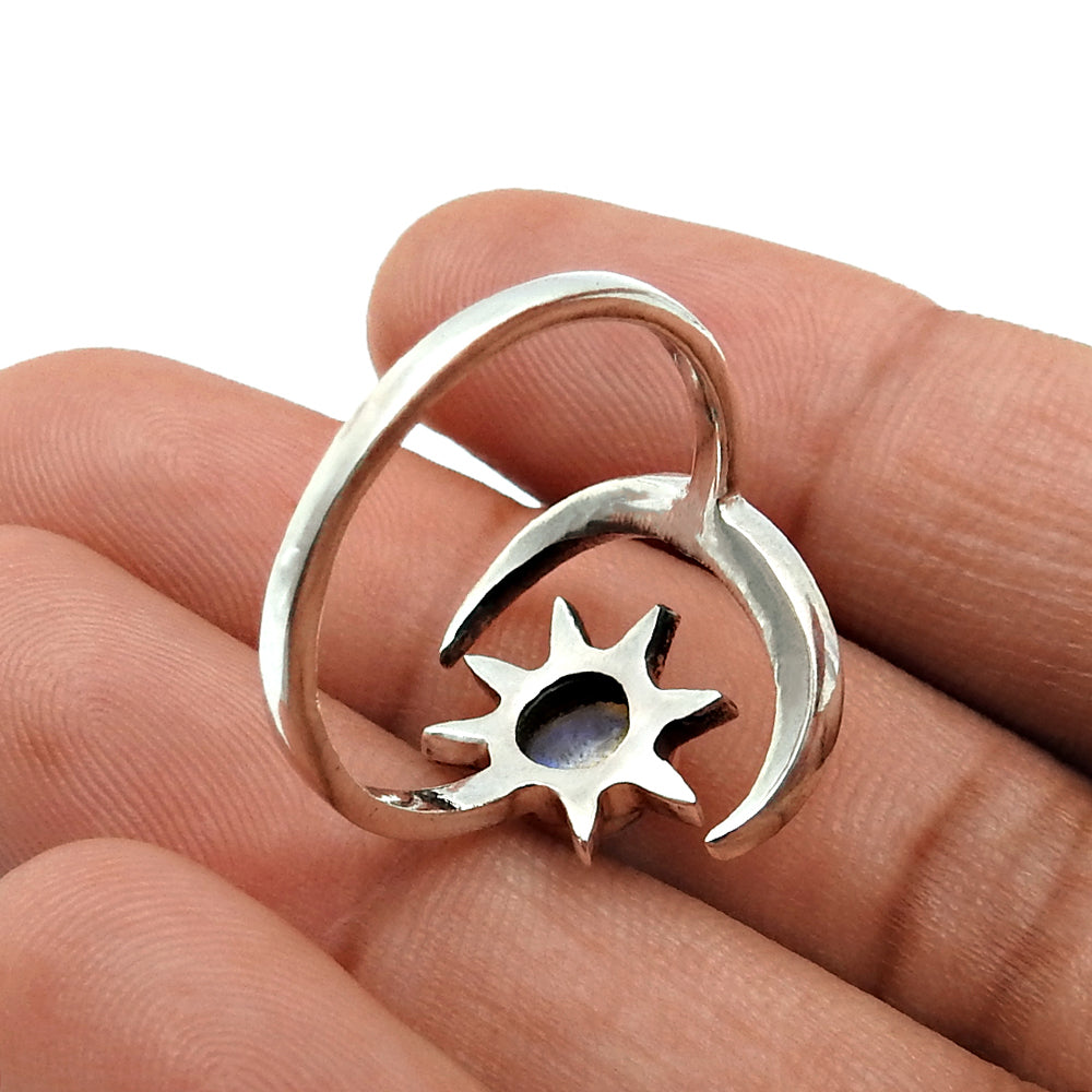 Gift For Her Jewelry Rainbow Moonstone Celestial Ring 925 Sterling Silver