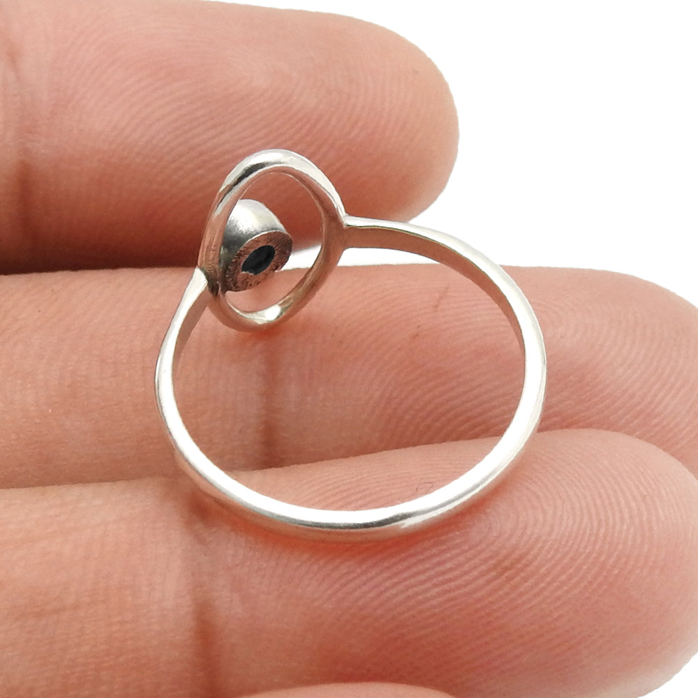 Natural Carnelian 925 Sterling Silver Boho Band Statement Evil Eye Ring