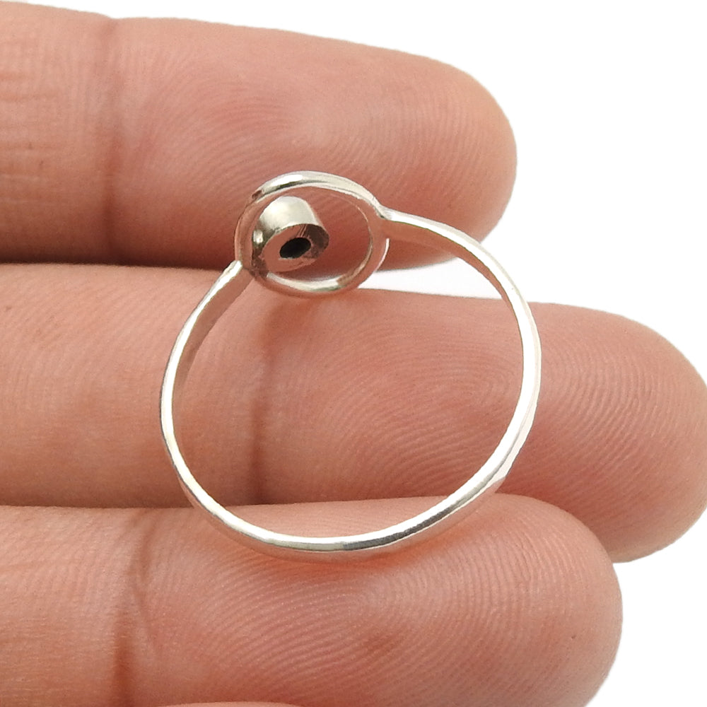 Black Onyx Gemstone Statement Band Daughter Evil Eye Ring 925 Sterling Silver