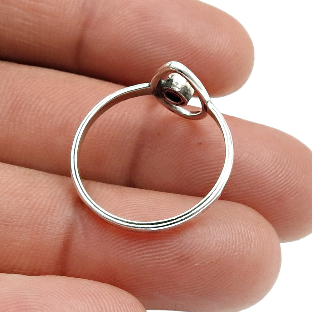 Round Rainbow Moonstone Gemstone Evil Eye Band Ring Solid Sterling Silver