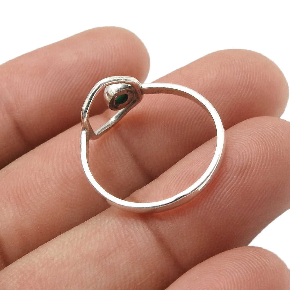 Green Onyx Gemstone Cocktail Sisters Day Art Deco Wife Ring Sterling Silver