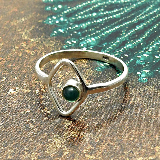 Green Onyx Stone 925 Silver Unique Bezel Band Wife Boho Statement Ring
