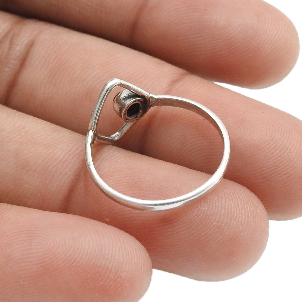 Round Green Onyx Gemstone Wedding Band Wife Ethnic Bezel Ring 925 Silver