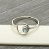 Round Natural Labradorite 925 Silver Mother Birthday Band Engagement Ring