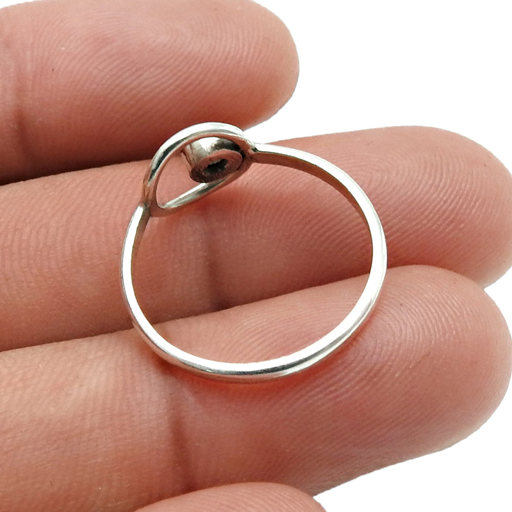 Round Natural Labradorite 925 Silver Mother Birthday Band Engagement Ring