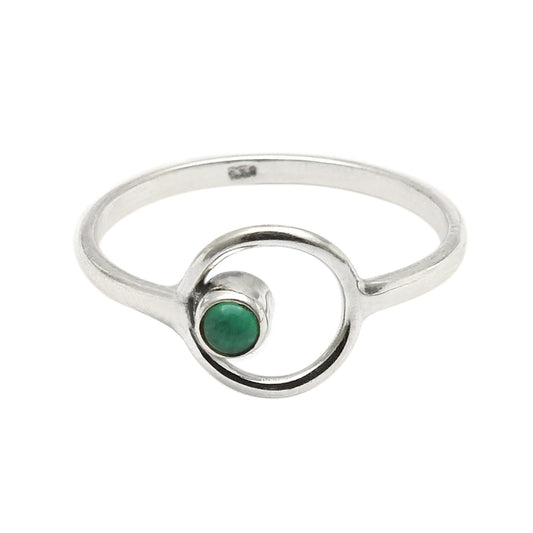 Green Onyx Gemstone 925 Solid Silver Sister Birthday Band Bezel Boho Ring